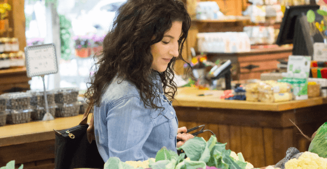 Heather shopping in health food store